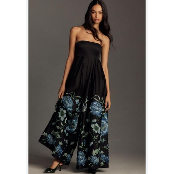 AnthropologieHutch Dramatic Strapless Embroidered Wide-Leg Jumpsuit Size S